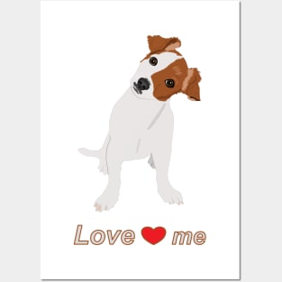 Cute dog with text love me Posters and Art